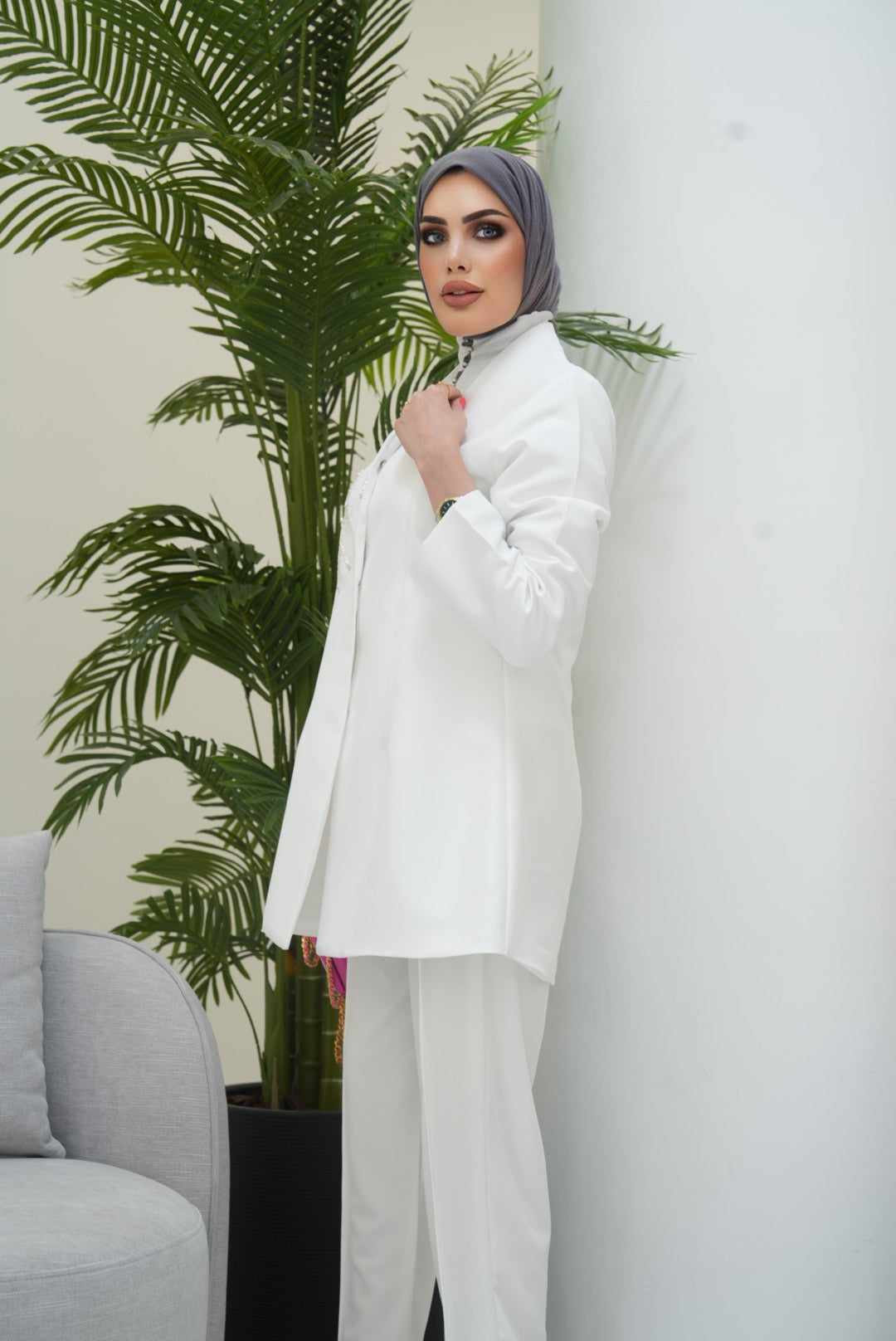 Shirt Model 7301 - Fay Satin - White