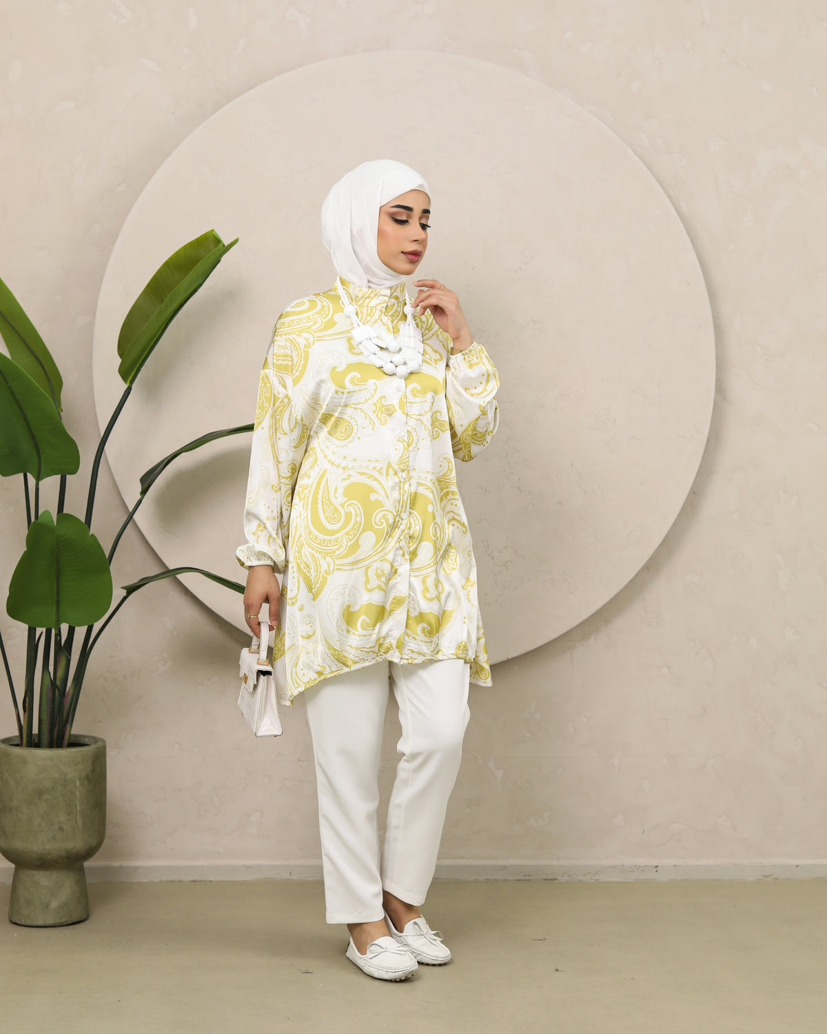 Shirt Model 7312 - Pure Silk - Yellow