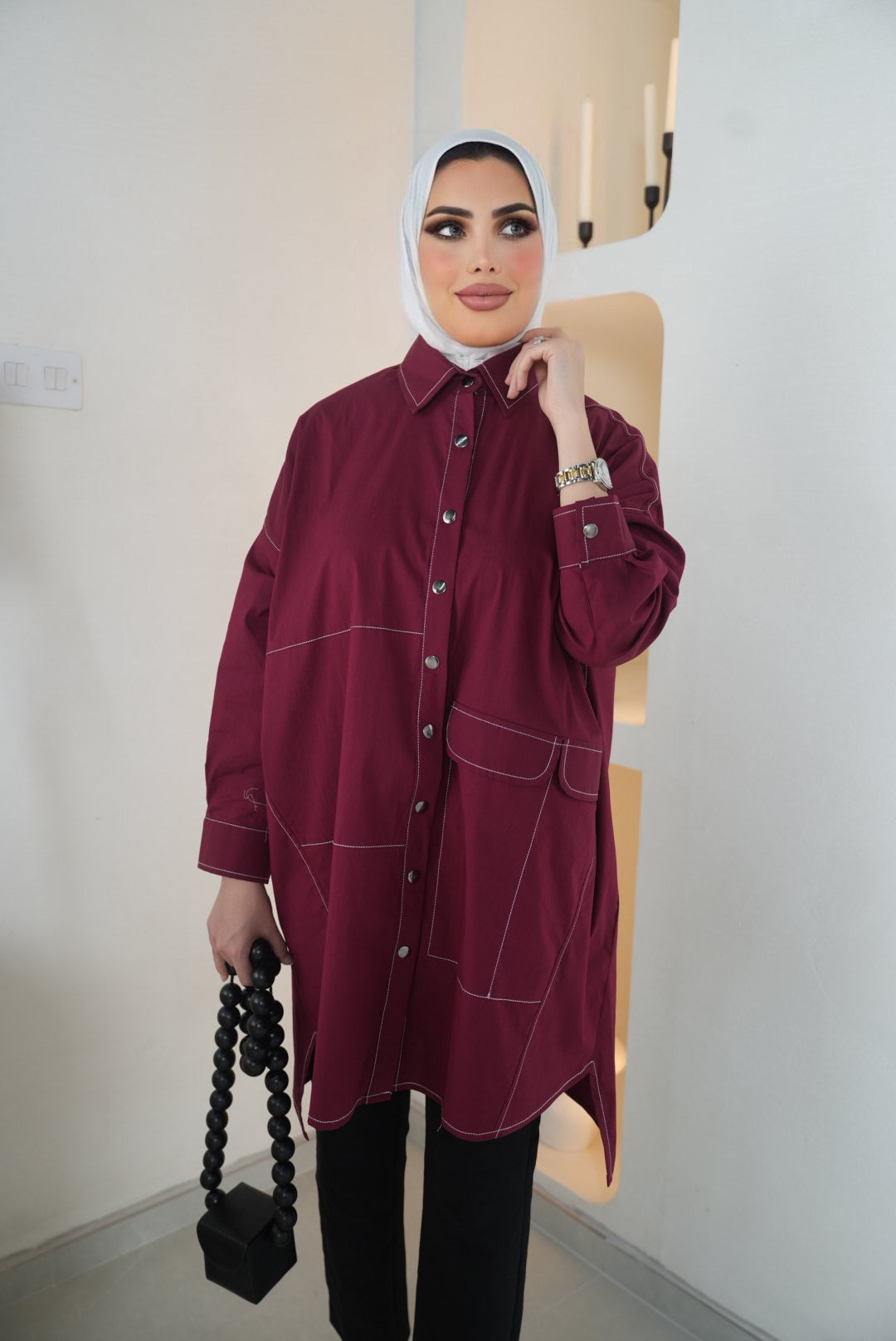 Shirt Model 7348 - Cotton - Maroon