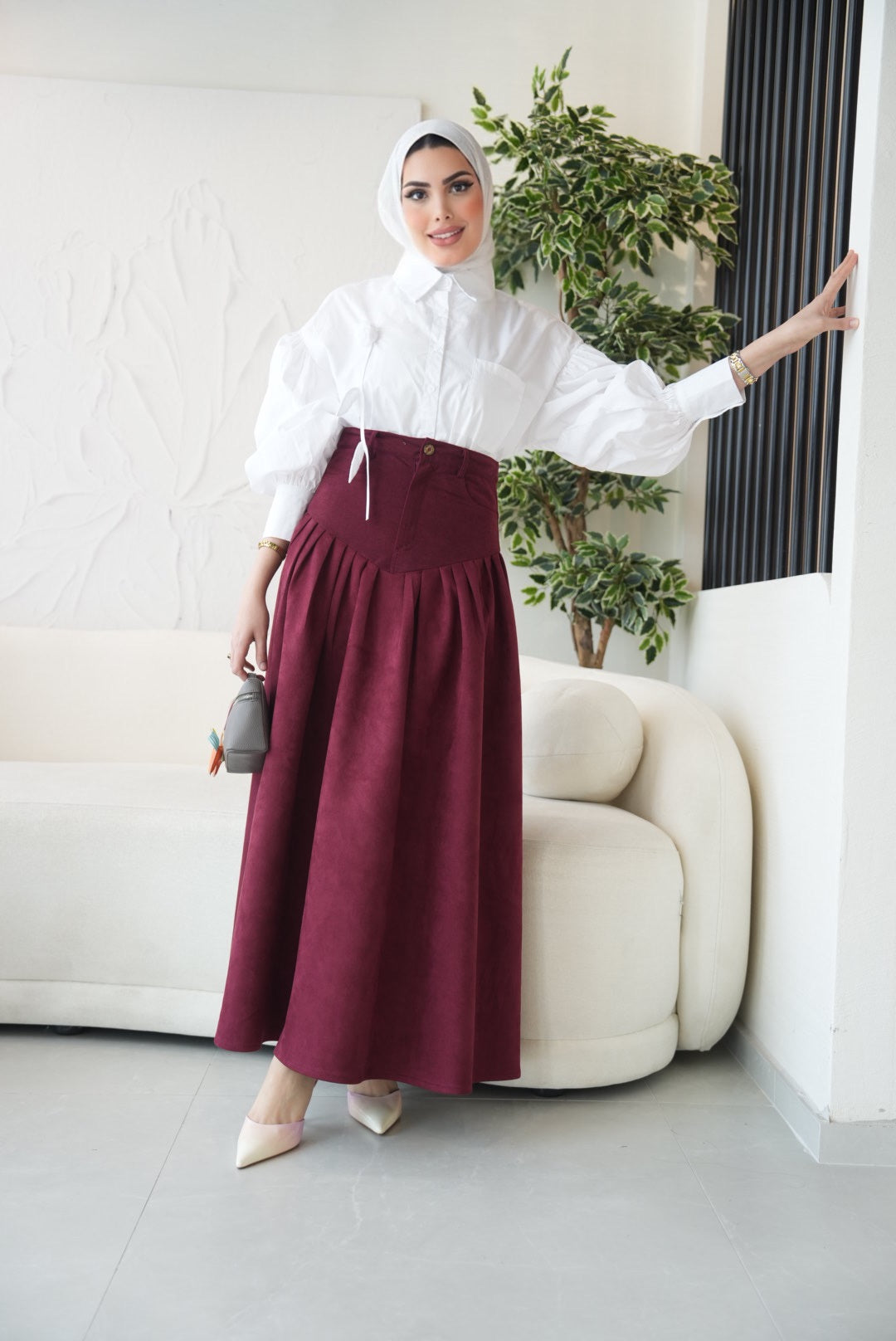 Skirt Model 7392 - Chamois - Maroon