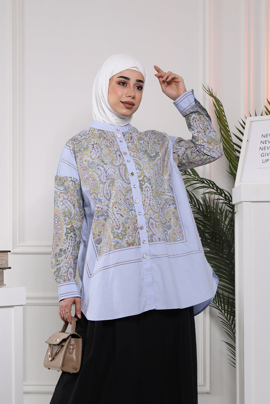 Paisley Poplin Button-Up Shirt - Light Purple