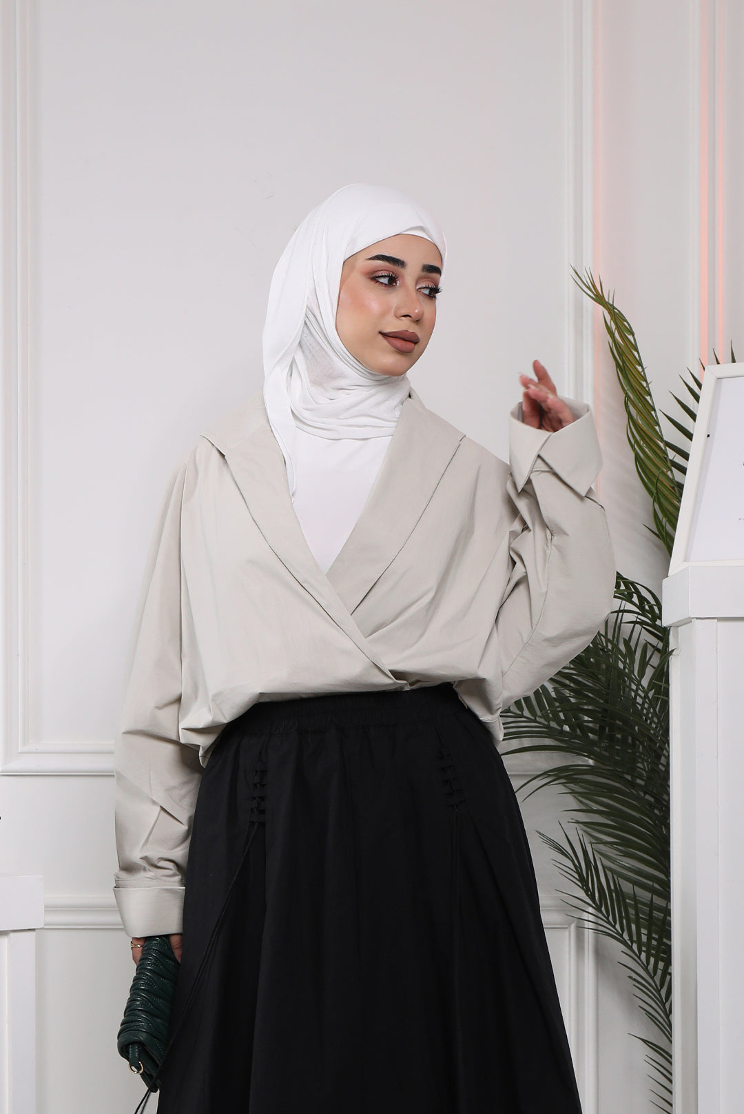 Wrap-Front Cotton Shirt - Gray