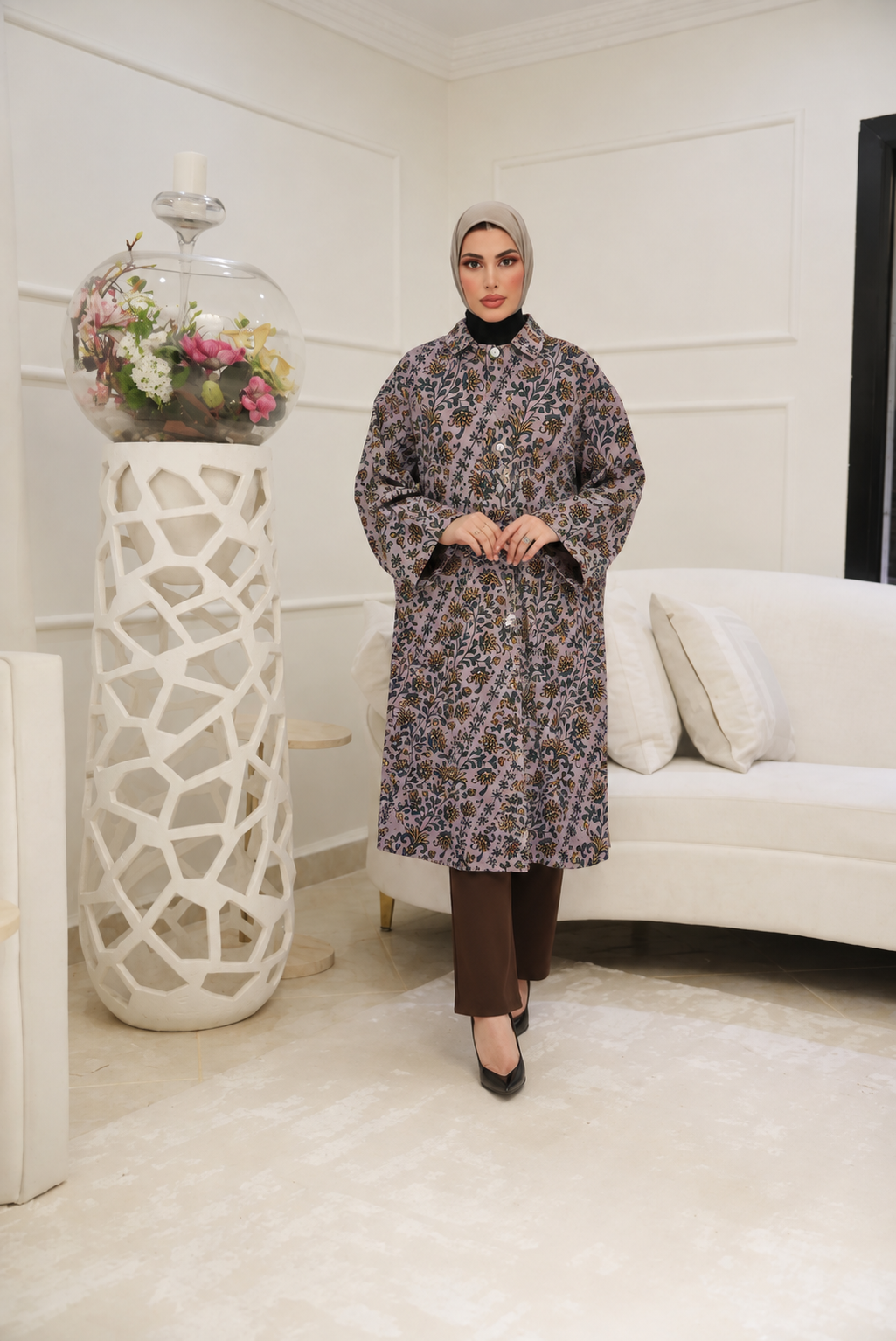 Chevron Cotton Jacket – Olive & Mocha